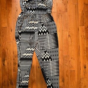 Black & White Geometric Print Jumpsuit